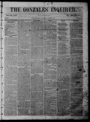 Primary view of object titled 'The Gonzales Inquirer (Gonzales, Tex.), Vol. 1, No. 19, Ed. 1 Saturday, October 8, 1853'.