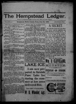 Primary view of object titled 'The Hempstead Ledger (Hempstead, Tex.), Vol. 2, No. 34, Ed. 1 Friday, June 18, 1886'.