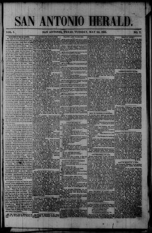 Primary view of object titled 'San Antonio Herald. (San Antonio, Tex.), Vol. 1, No. 7, Ed. 1 Tuesday, May 22, 1855'.