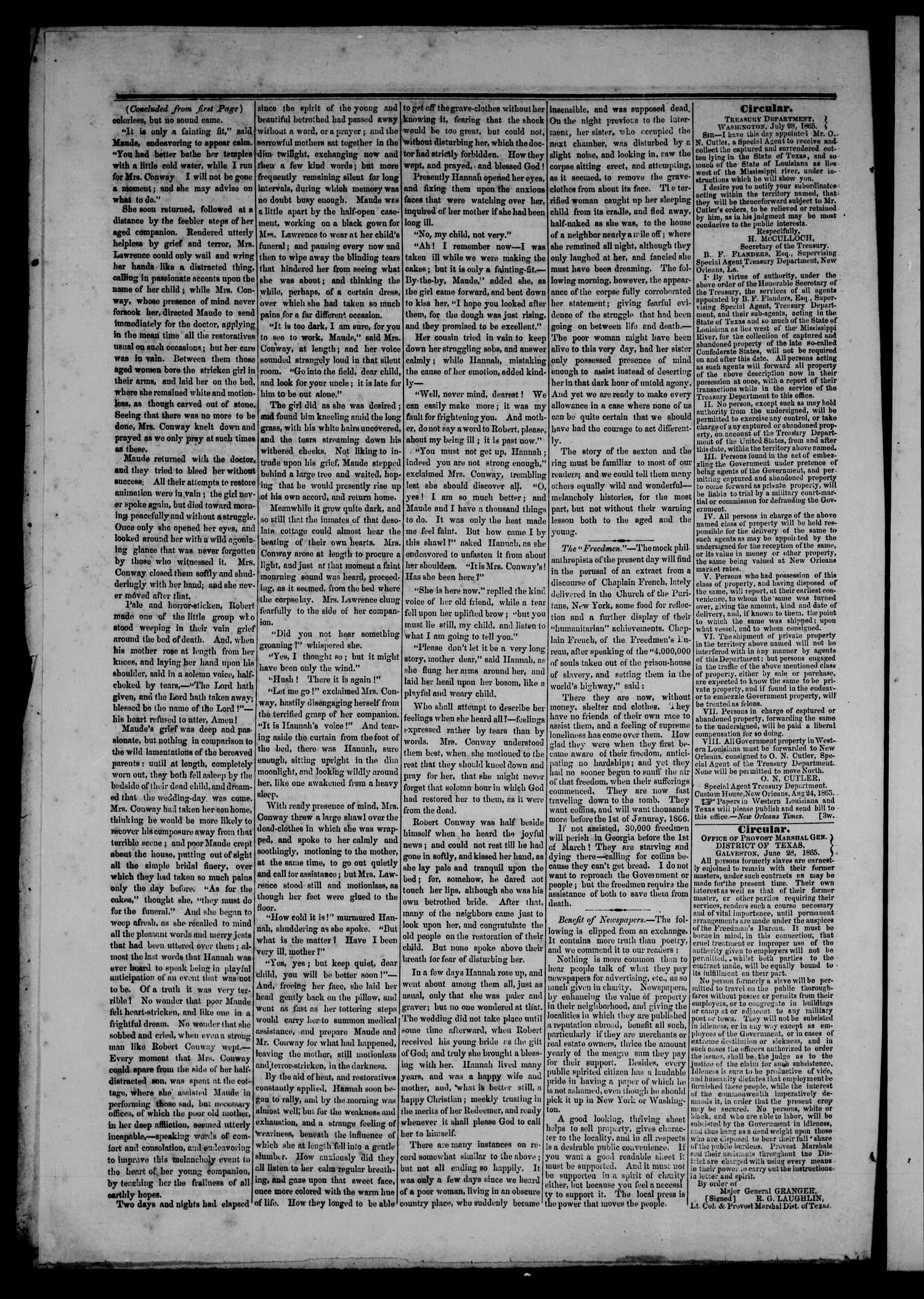 The Texas Countryman. (Bellville, Tex.), Vol. 6, No. 3, Ed. 1 Friday, January 26, 1866
                                                
                                                    [Sequence #]: 4 of 4
                                                
