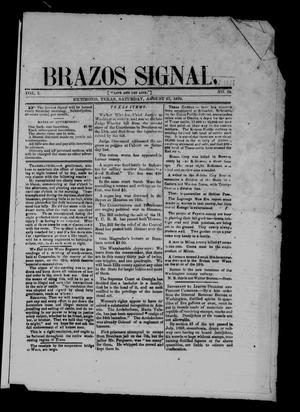Primary view of object titled 'Brazos Signal (Richmond, Tex.), Vol. 3, No. 38, Ed. 1 Saturday, August 27, 1870'.