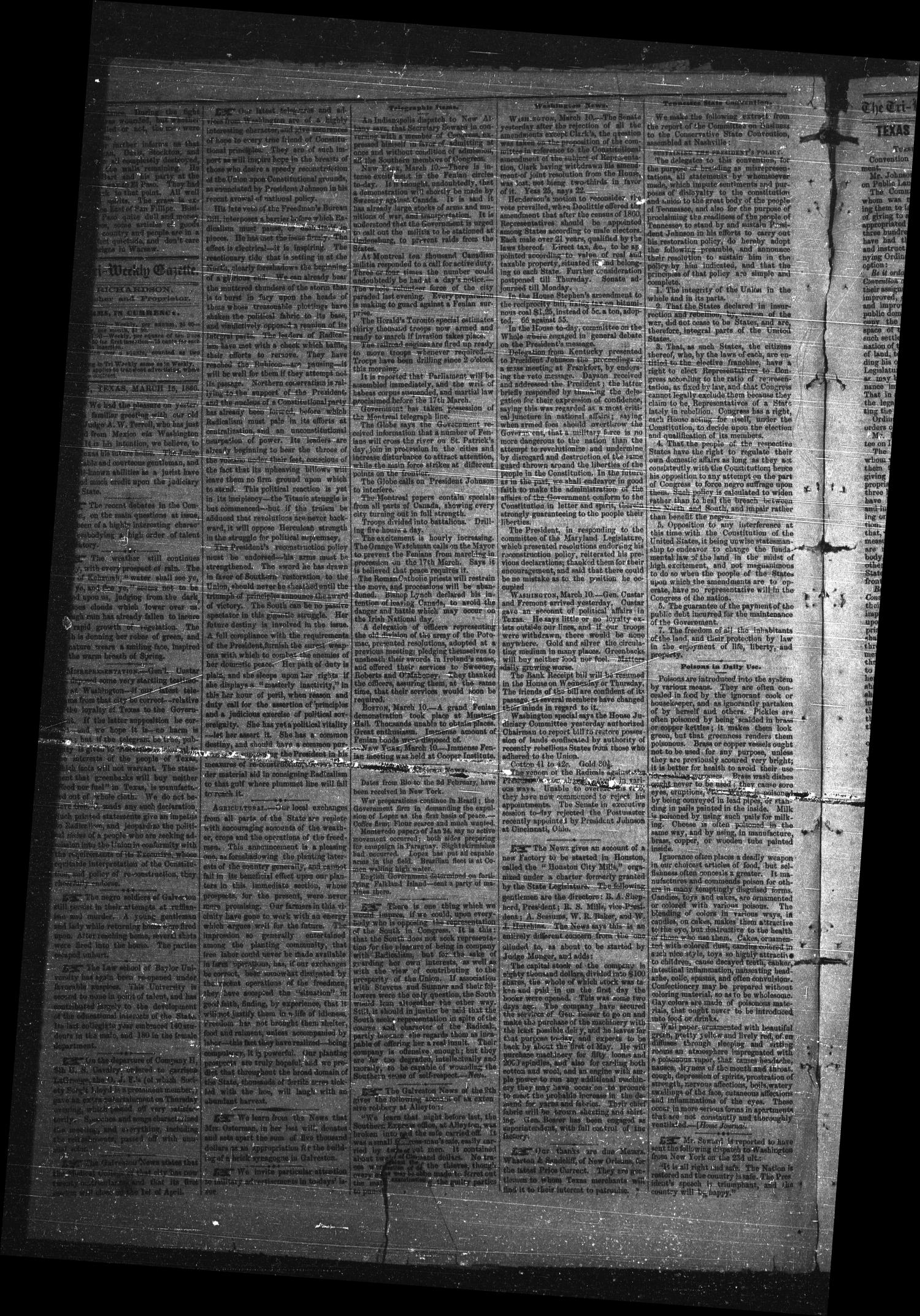 The Tri-Weekly State Gazette. (Austin, Tex.), Vol. 1, No. 16, Ed. 1 Thursday, March 15, 1866
                                                
                                                    [Sequence #]: 2 of 4
                                                