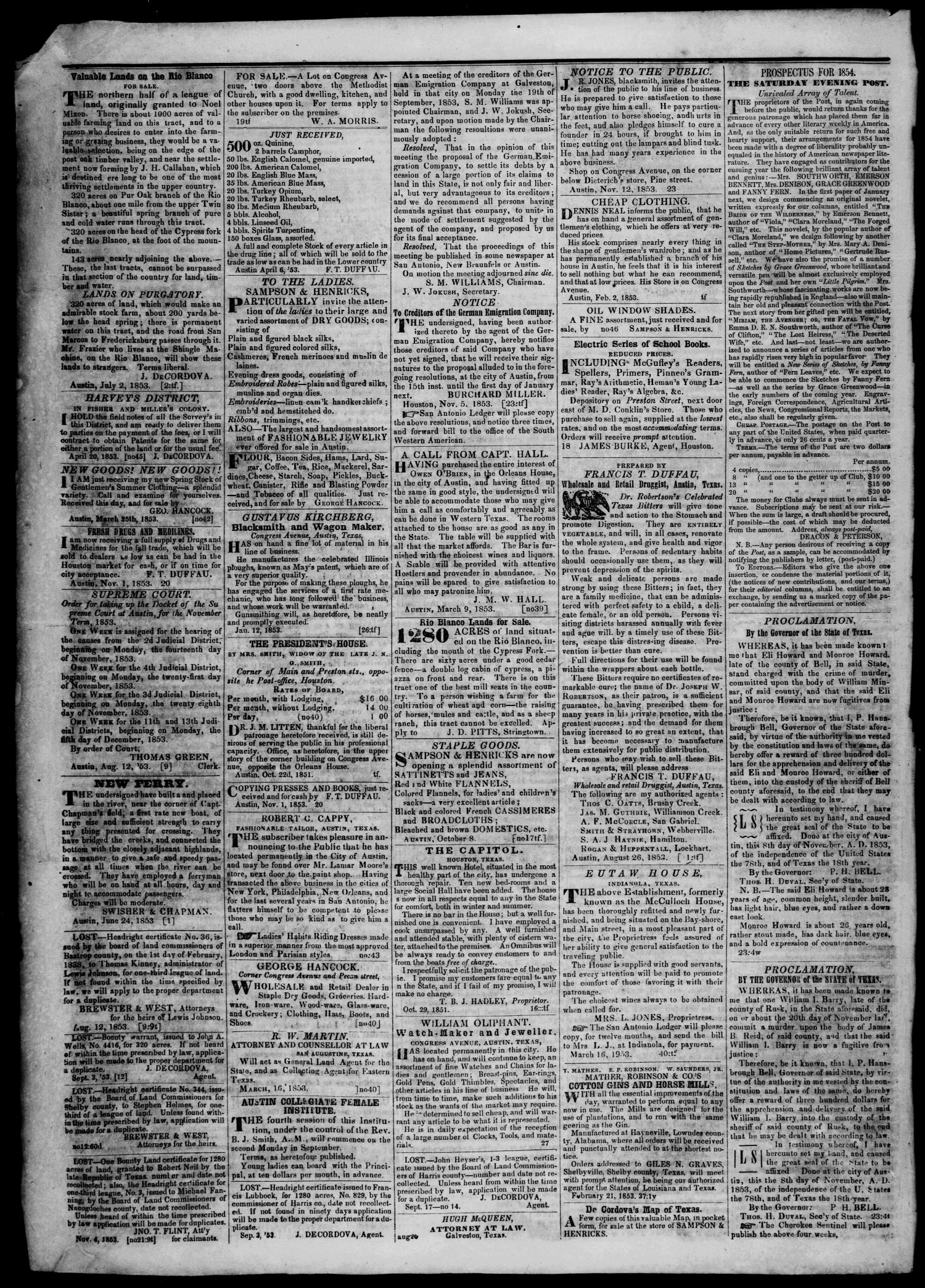Tri-Weekly State Times. (Austin, Tex.), Vol. 1, No. 13, Ed. 1 Tuesday, December 13, 1853
                                                
                                                    [Sequence #]: 4 of 4
                                                