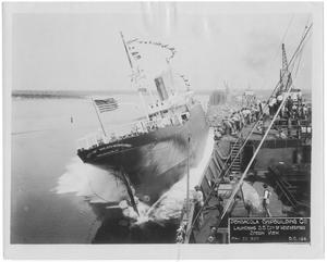 Primary view of [Pensacola Ship Building Co. launching the S. S. "City of Weatherford," stern view #3]
