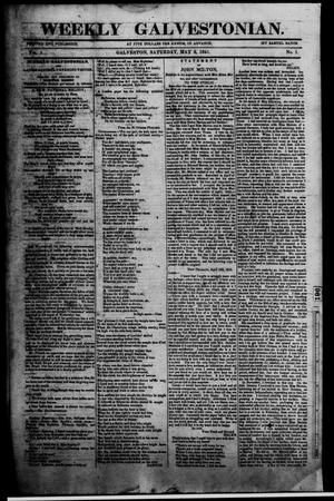 Primary view of object titled 'Weekly Galvestonian. (Galveston, Tex.), Vol. 1, No. 1, Ed. 1 Saturday, May 8, 1841'.