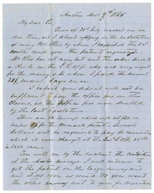 Primary view of object titled '[Letter from H.W. Raglin to A.D. Kennard, November 9, 1860]'.