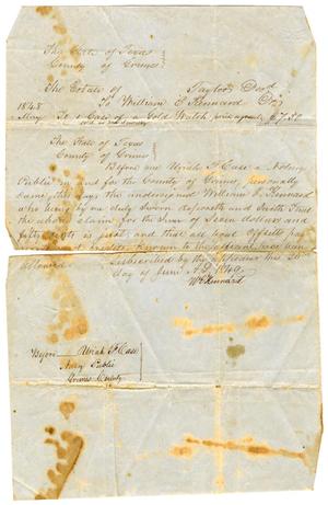 Primary view of object titled '[Legal document to William E. Kennard, June 27, 1849]'.