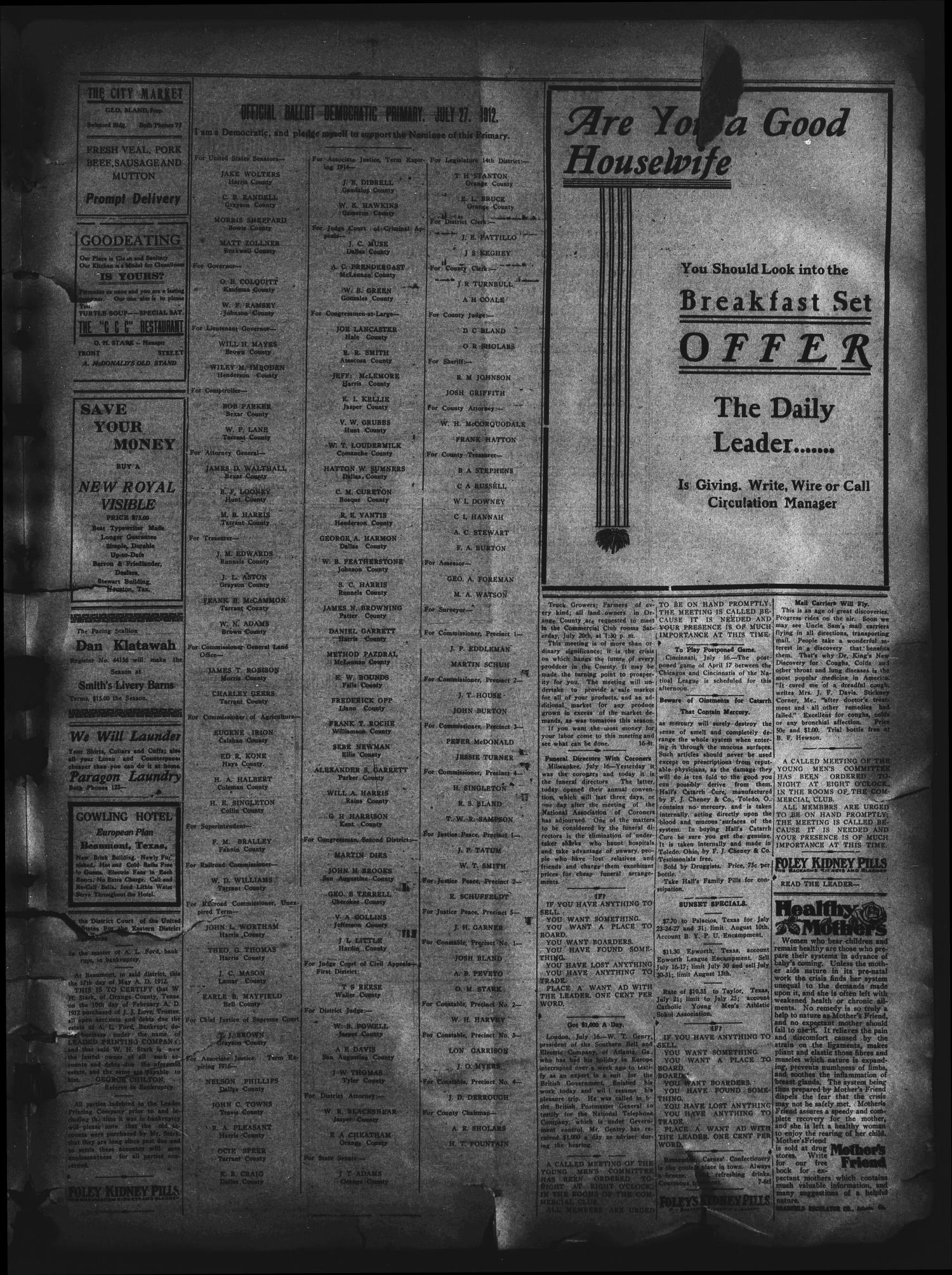The Daily Leader. (Orange, Tex.), Vol. 5, No. 108, Ed. 1 Tuesday, July 16, 1912
                                                
                                                    [Sequence #]: 3 of 4
                                                