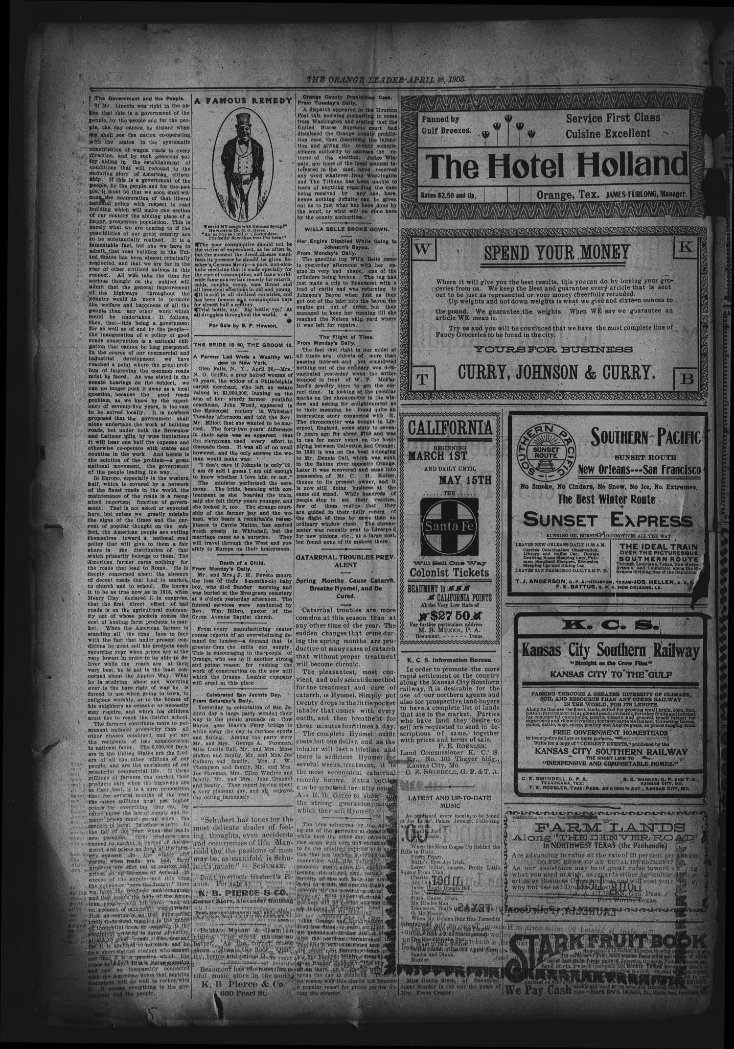 The Orange Leader, Citizen-Record Consolidated (Orange, Tex.), Vol. 16, No. 48, Ed. 1 Friday, April 28, 1905
                                                
                                                    [Sequence #]: 2 of 8
                                                