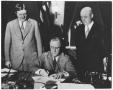 Primary view of Photograph of Senator Clarence Dill, President Franklin Roosevelt and Sam Rayburn