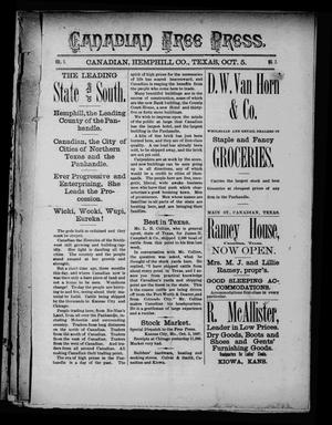 Canadian Free Press. (Canadian, Tex.), Vol. 1, No. 7, Ed. 1 Wednesday, October 5, 1887