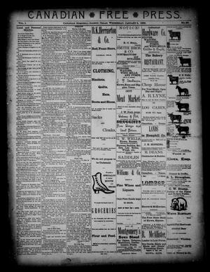 Primary view of object titled 'Canadian Free Press. (Canadian, Tex.), Vol. 1, No. 20, Ed. 1 Wednesday, January 4, 1888'.