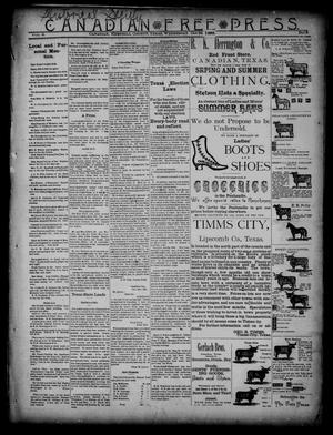 Primary view of object titled 'Canadian Free Press. (Canadian, Tex.), Vol. 2, No. 13, Ed. 1 Wednesday, October 24, 1888'.