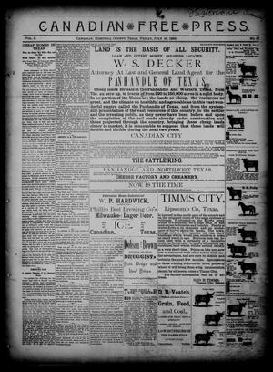 Primary view of object titled 'Canadian Free Press. (Canadian, Tex.), Vol. 2, No. 51, Ed. 1 Friday, July 19, 1889'.