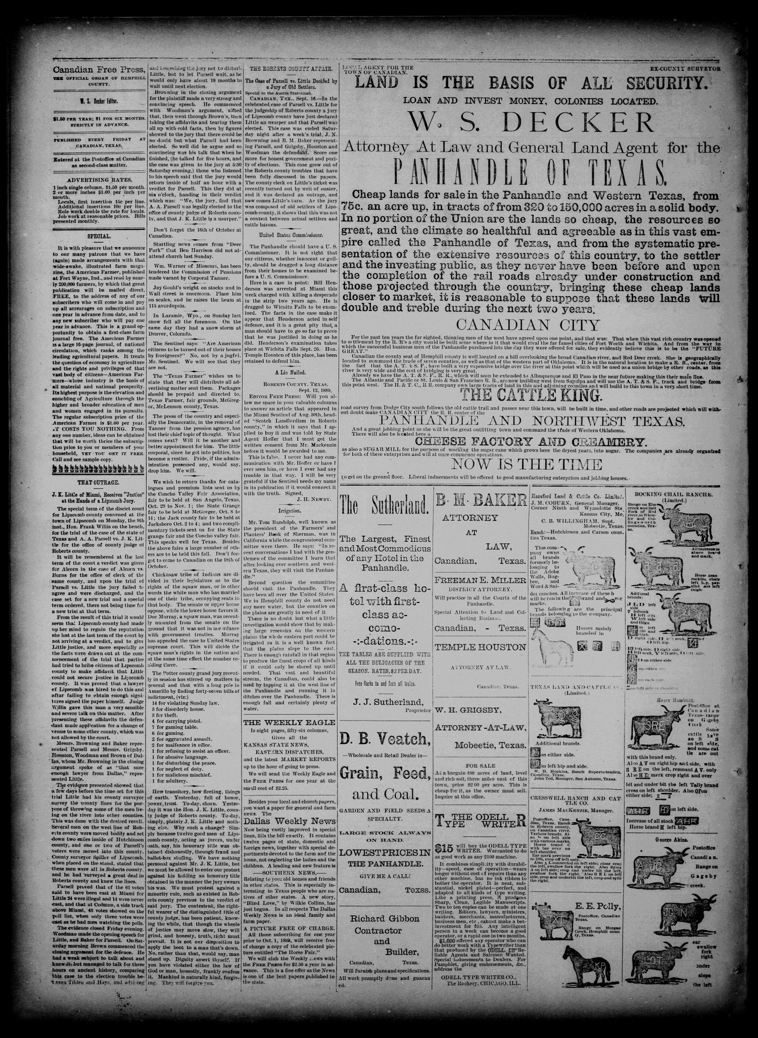 The Canadian Free Press. (Canadian, Tex.), Vol. 3, No. 8, Ed. 1 Friday, September 20, 1889
                                                
                                                    [Sequence #]: 2 of 4
                                                
