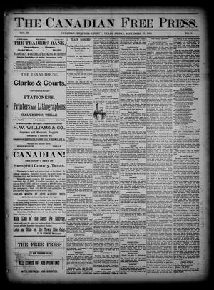 Primary view of object titled 'The Canadian Free Press. (Canadian, Tex.), Vol. 3, No. 9, Ed. 1 Friday, September 27, 1889'.
