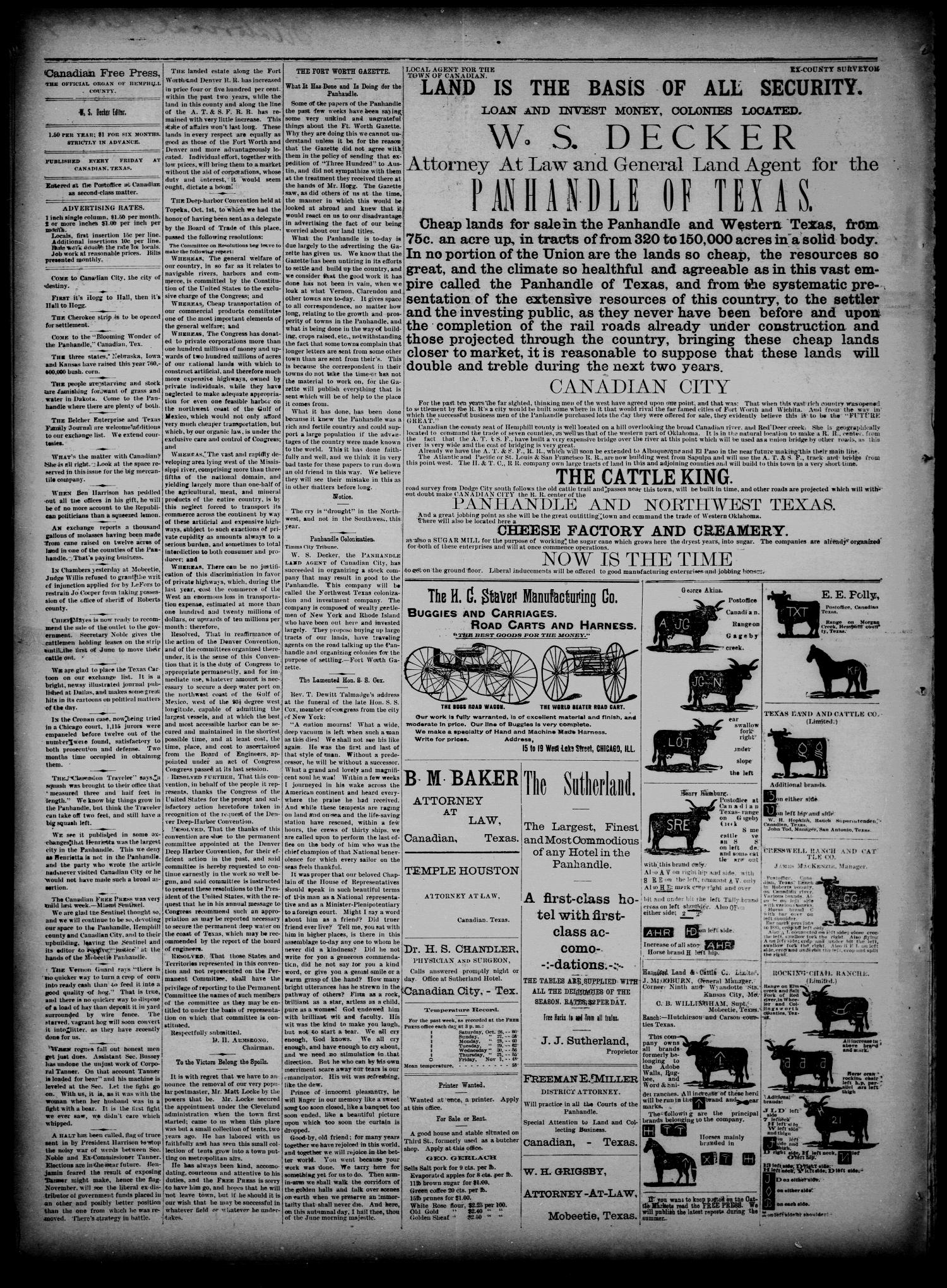 The Canadian Free Press. (Canadian, Tex.), Vol. 3, No. 14, Ed. 1 Friday, November 1, 1889
                                                
                                                    [Sequence #]: 2 of 4
                                                
