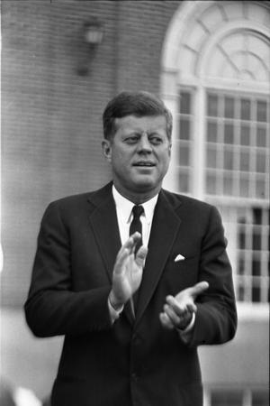 Primary view of object titled '[President Kennedy in Fort Worth in the parking lot of the Hotel Texas]'.