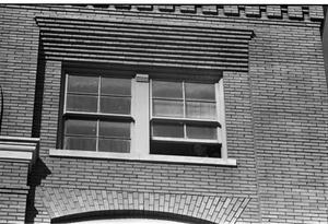 Primary view of object titled '[The alleged sniper's perch window at the Texas School Book Depository]'.