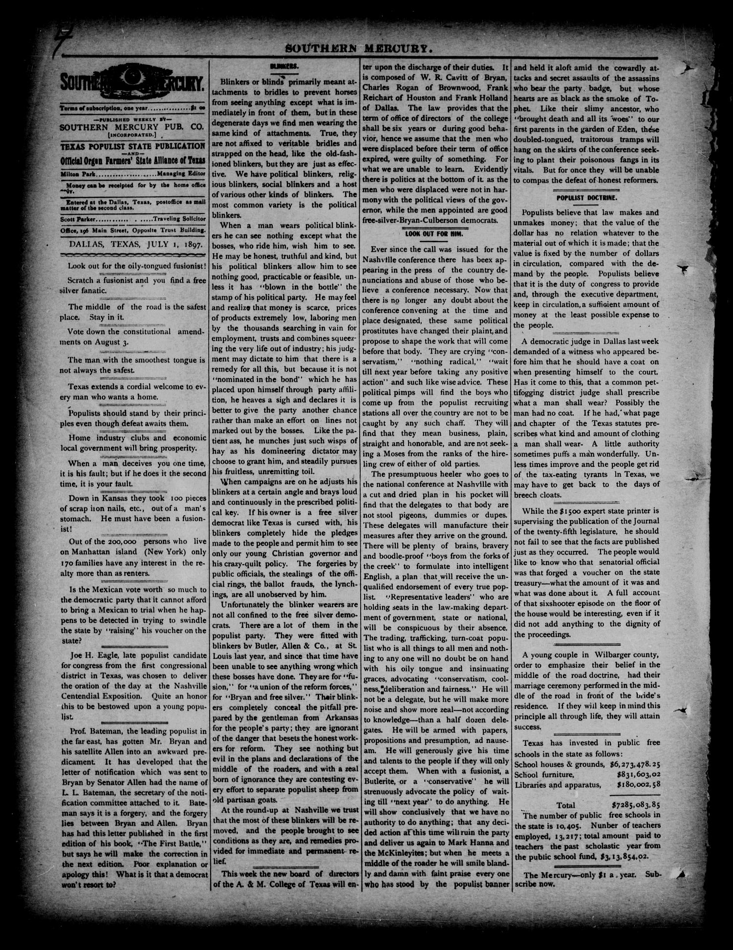 The Southern Mercury. (Dallas, Tex.), Vol. 16, No. 26, Ed. 1 Thursday, July 1, 1897
                                                
                                                    [Sequence #]: 4 of 16
                                                