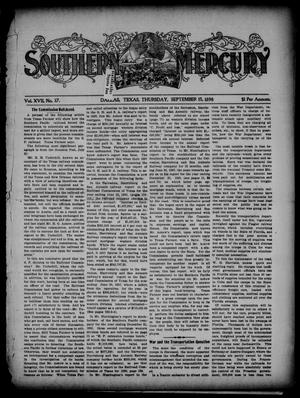 Primary view of object titled 'Southern Mercury. (Dallas, Tex.), Vol. 17, No. 37, Ed. 1 Thursday, September 15, 1898'.