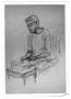 Photograph: [Photograph of a drawing of Lamar Fleming, Jr. at his typewriter]