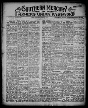 Primary view of object titled 'Southern Mercury United with the Farmers Union Password. (Dallas, Tex.), Vol. 27, No. 1, Ed. 1 Thursday, January 3, 1907'.