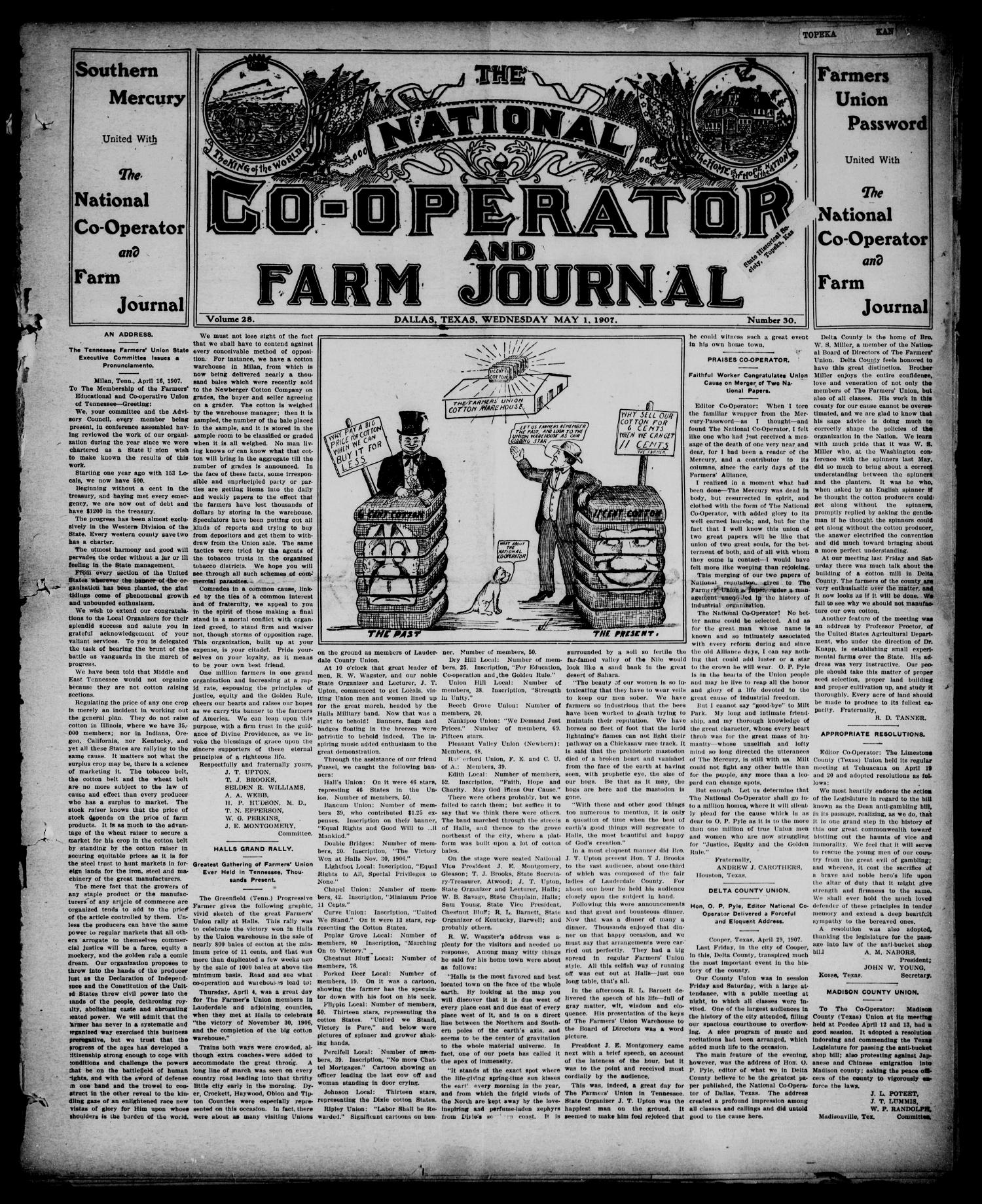 The National Co-operator and Farm Journal (Dallas, Tex.), Vol. 28, No. 30, Ed. 1 Wednesday, May 1, 1907
                                                
                                                    [Sequence #]: 1 of 8
                                                