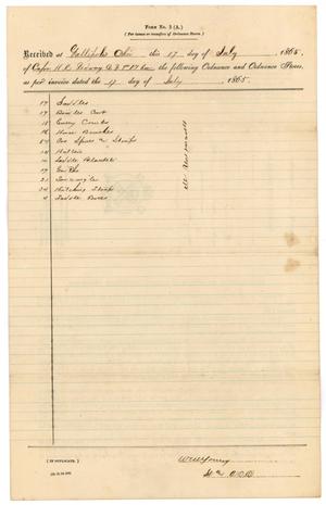 Primary view of object titled '[List of ordnance, July 17, 1865]'.