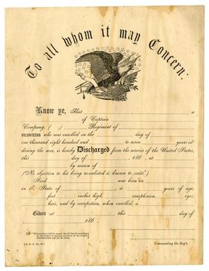Primary view of object titled '[Blank Discharge Form]'.