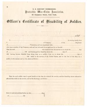 Primary view of object titled '[Blank Officer's Certificate of Disability of Soldier]'.