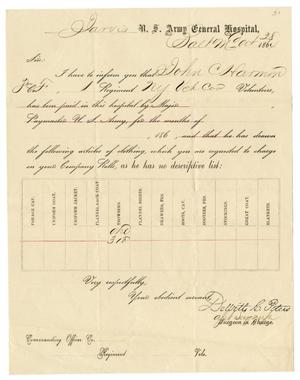 Primary view of object titled '[Receipt for clothing, October 28, 1864]'.