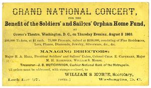 Primary view of object titled '[Advertisement for the Grand National Concert, August 2, 1866]'.