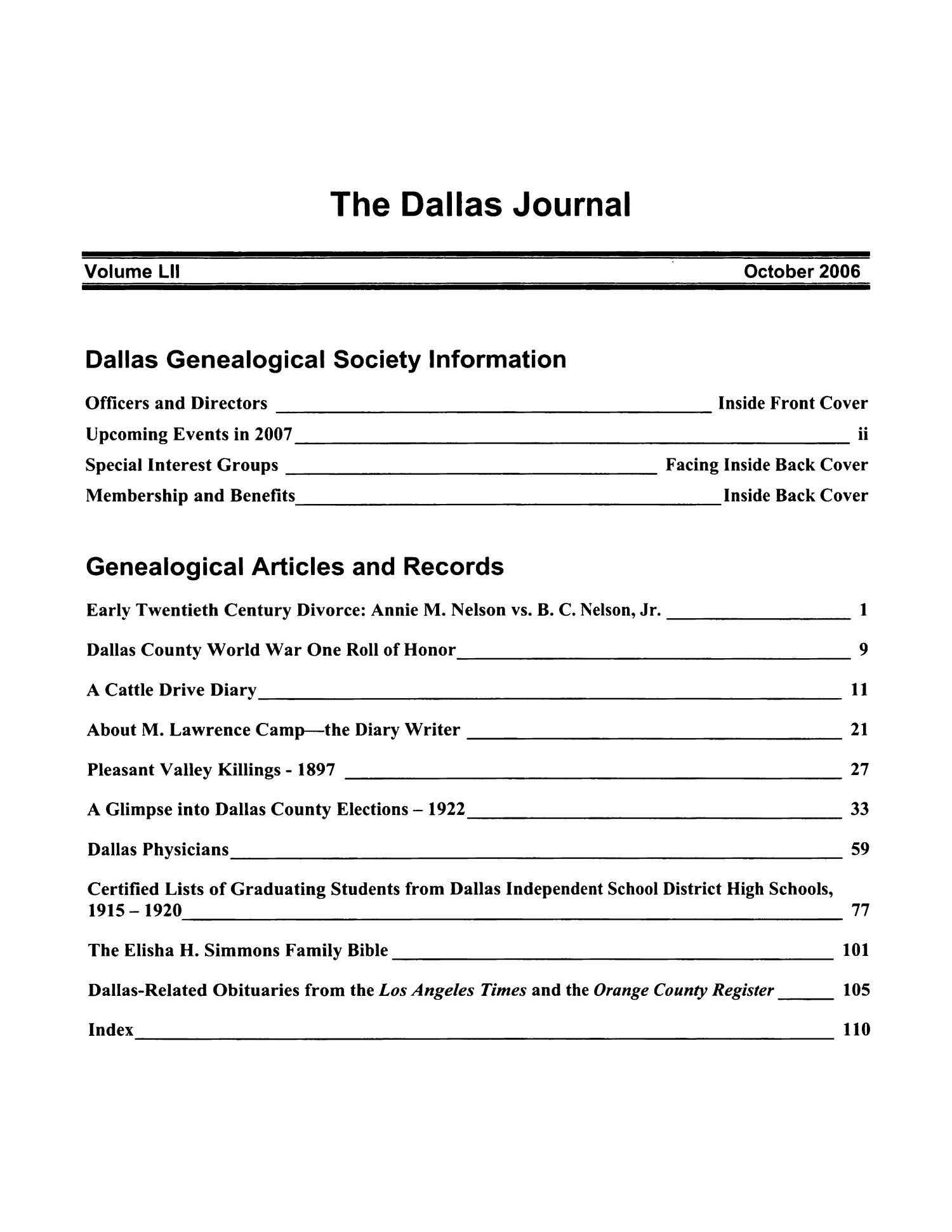 The Dallas Journal, Volume 51, 2006
                                                
                                                    Title Page
                                                