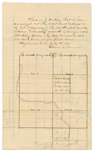 Primary view of object titled '[Land survey by Oscar R. Tanner of Bob Perryman's Land, July 1, 1904]'.
