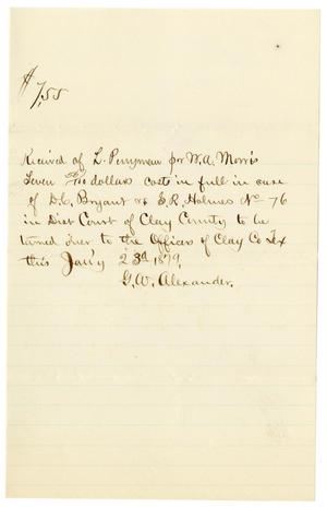 Primary view of object titled '[Receipt from G.W. Alexander to Levi Perryman, January 23, 1879]'.