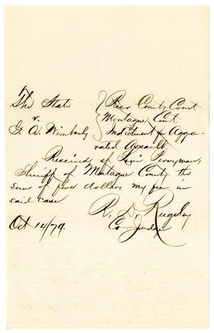 Primary view of object titled '[Receipt of Levi Perryman, October 14, 1879]'.