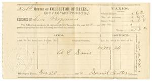 Primary view of object titled '[Receipt for taxes paid, December 20, 1892]'.