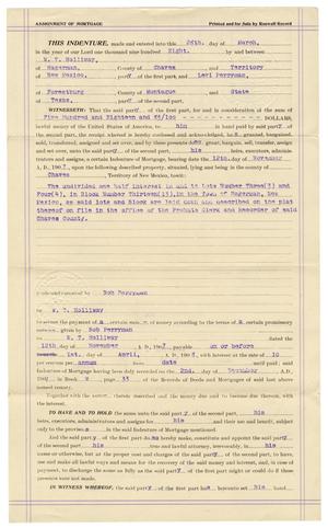 Primary view of object titled '[Assignment of mortgage, March 28, 1908]'.