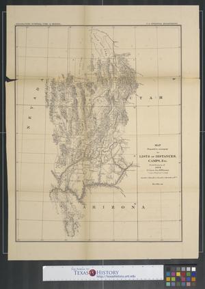 Primary view of object titled 'Map prepared to accompany the lists of distances, camps, etc.: Field Season of 1872'.