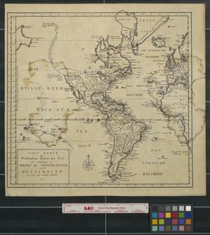 Primary view of Neue Karte des westlichens Theiles der Welt: zur Erläuterung der Seezüge der Niederländer nach Westindien zu folge den neuesten Entdeckungen.