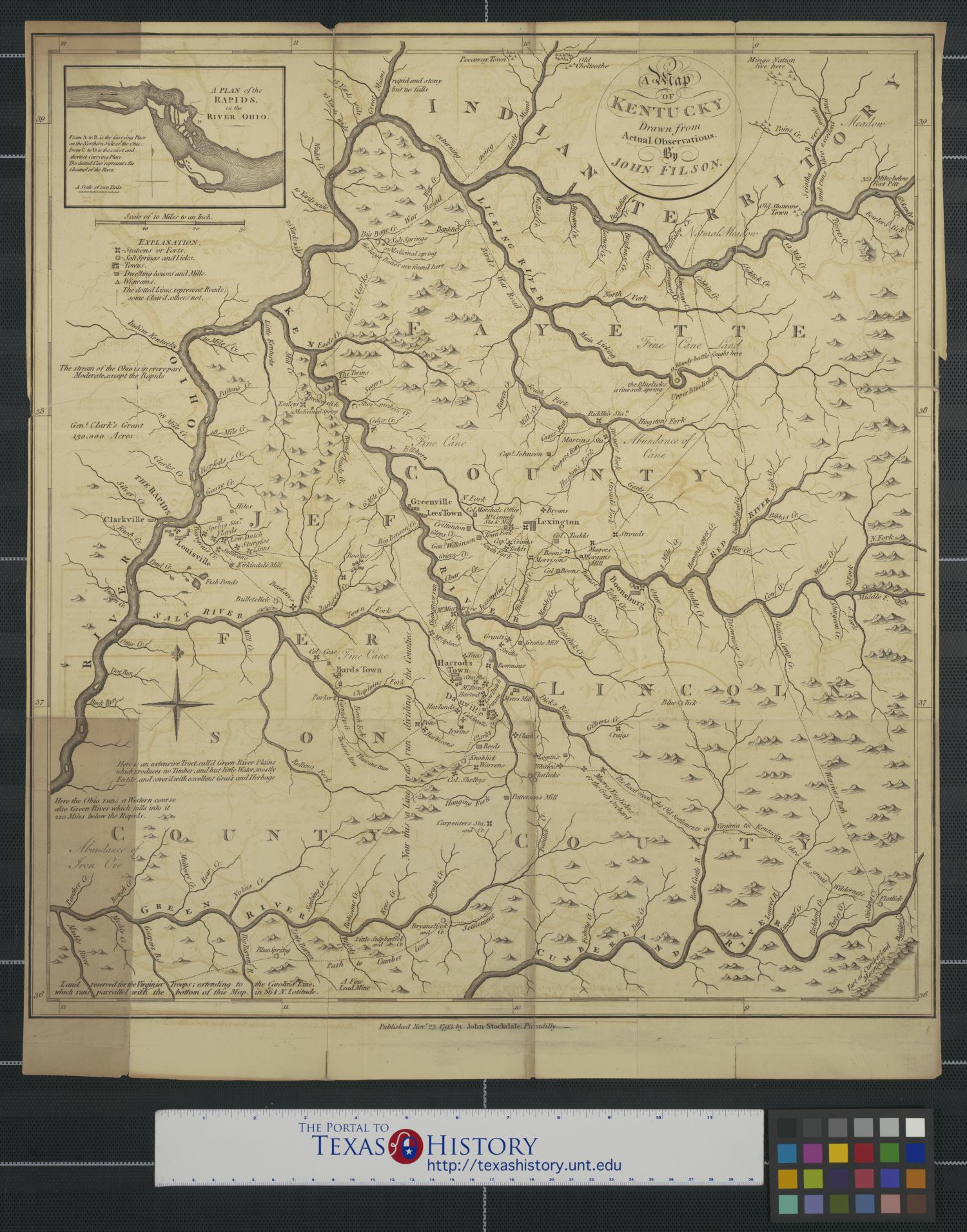 A [1793] map of Kentucky drawn from actual observations by John Filson.
                                                
                                                    [Sequence #]: 1 of 2
                                                