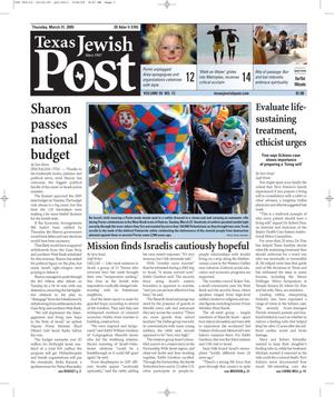 Primary view of object titled 'Texas Jewish Post (Fort Worth, Tex.), Vol. 59, No. 13, Ed. 1 Thursday, March 31, 2005'.