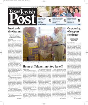 Primary view of object titled 'Texas Jewish Post (Fort Worth, Tex.), Vol. 59, No. 37, Ed. 1 Thursday, September 15, 2005'.
