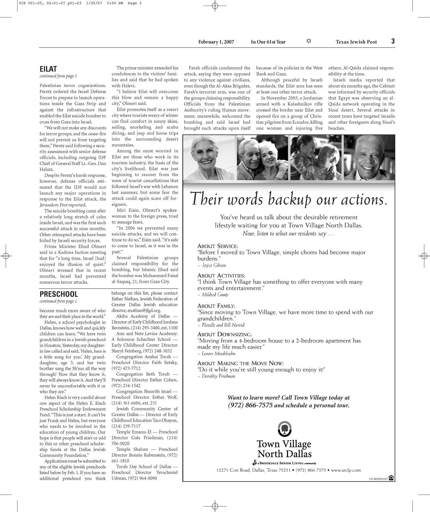 Texas Jewish Post (Fort Worth, Tex.), Vol. 61, No. 5, Ed. 1 Thursday, February 1, 2007
                                                
                                                    [Sequence #]: 3 of 32
                                                