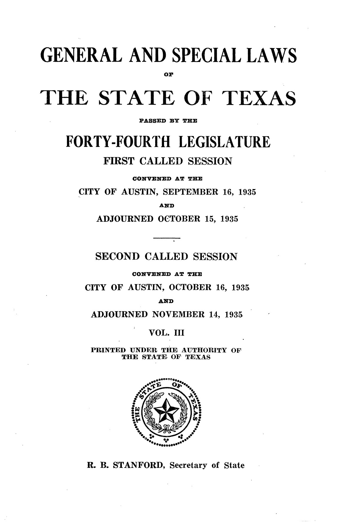 The Laws of Texas, 1935-1937 [Volume 30]
                                                
                                                    [Sequence #]: 3 of 2460
                                                