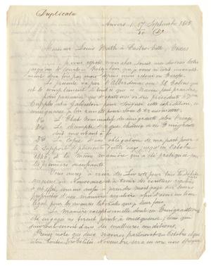 Primary view of object titled '[Letter from Henri Castro to Ferdinand Louis Huth, September 17, 1845, Copy 2]'.