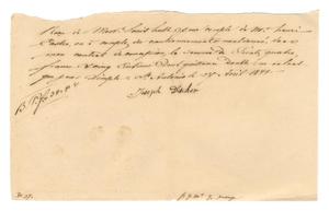 Primary view of object titled '[Receipt for 34 francs, five centimes paid to Joseph Discher, April 27, 1844]'.