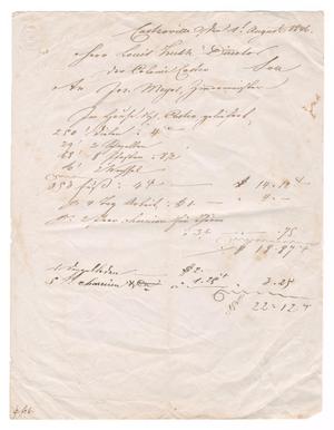 Primary view of object titled '[Document listing building supplies delivered to the house of Henri Castro, August 1, 1846]'.