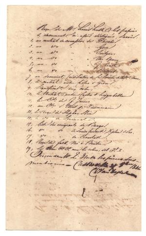 Primary view of object titled '[List of documents received from Ferdinand Louis Huth, October 27, 1846]'.
